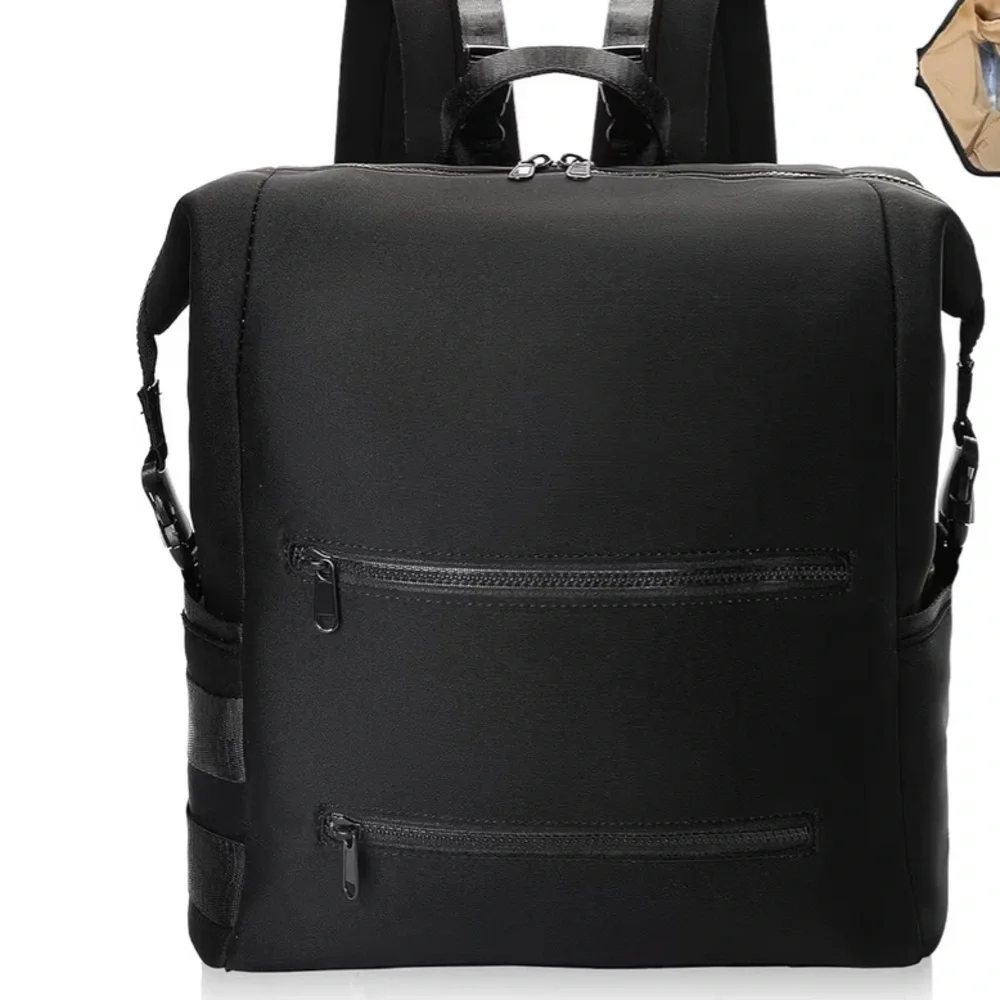 Omanmoli Black Unisex Diaper Bag Backpack. Neoprene Multi Pockets - Picture 2 of 15